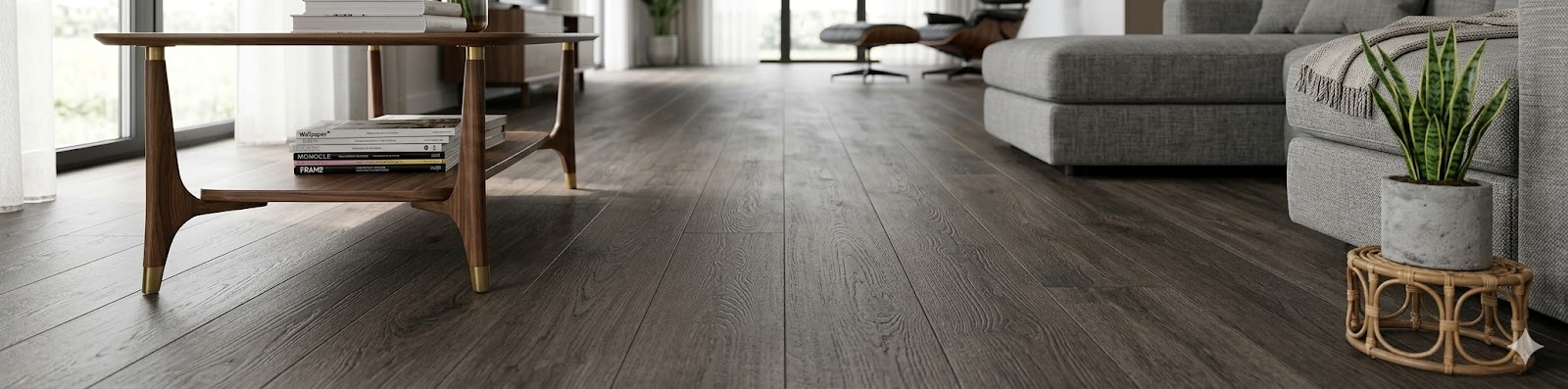 SPC-ламинат в интерьере гостиной